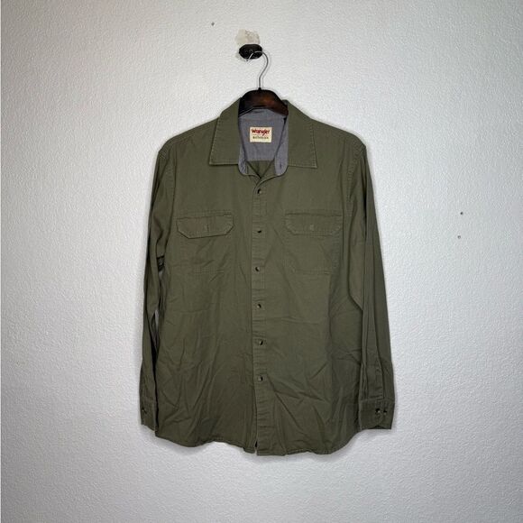 Men’s Wrangler Sage Green Casual Button Down Shirt Size L - Picture 1 of 5
